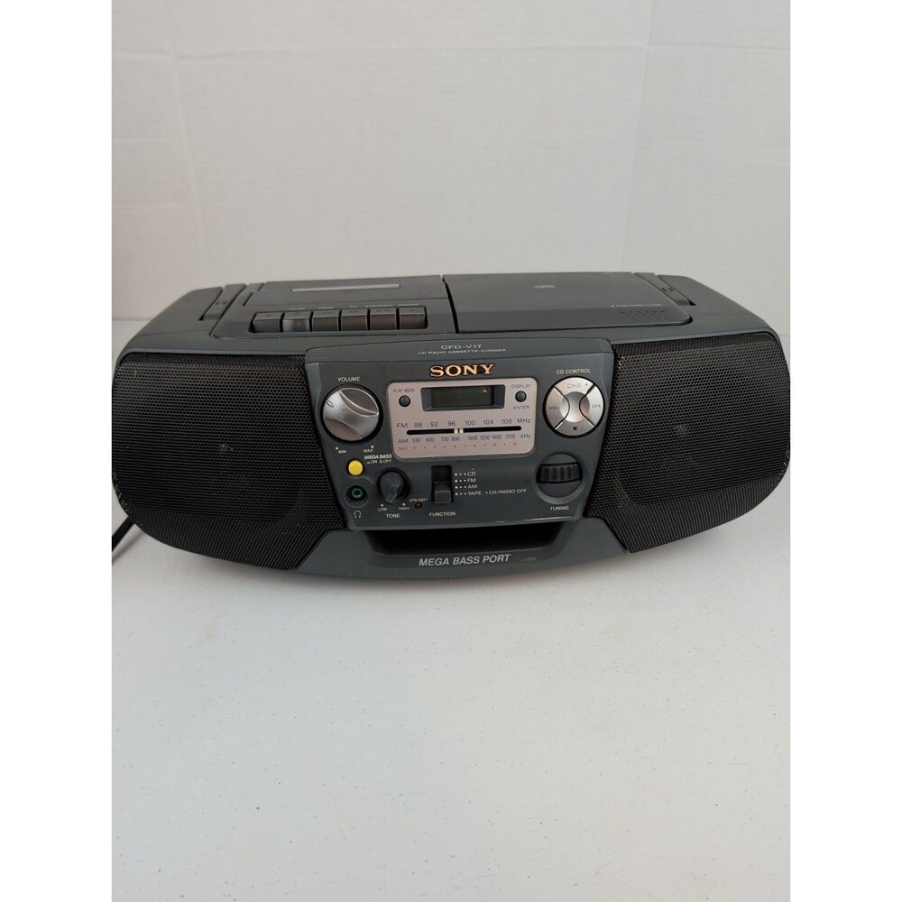 Sony CFD-V17 Portable Stereo Boombox AM FM CD Cassette Player Mega Bass Port
